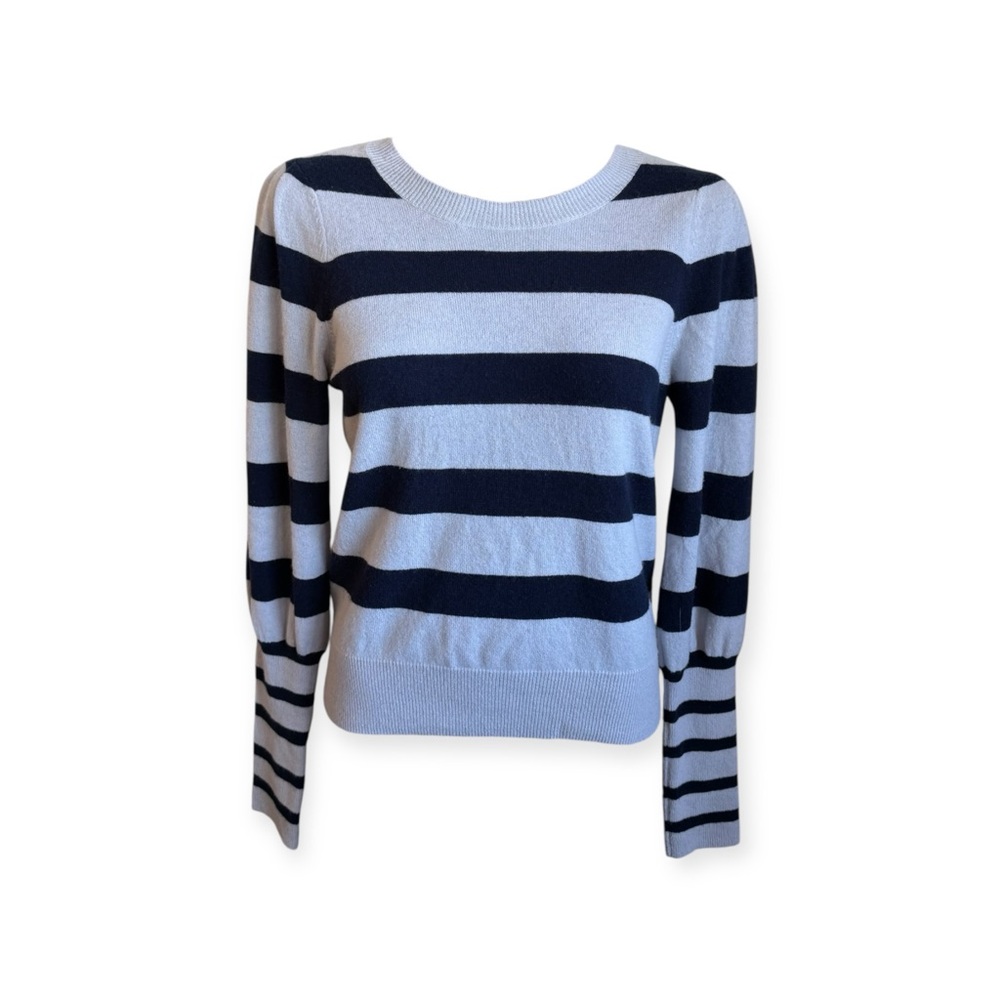 Autumn Cashmere Striped Sweater Blue White Knit top Lightweight small